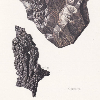 1968 GOETHITE Print - Mineral Wall Art Gift - Mineralogy Decor - Precious Stones - Vintage Rock Art - Element - 7.5 x 10.6 Inches