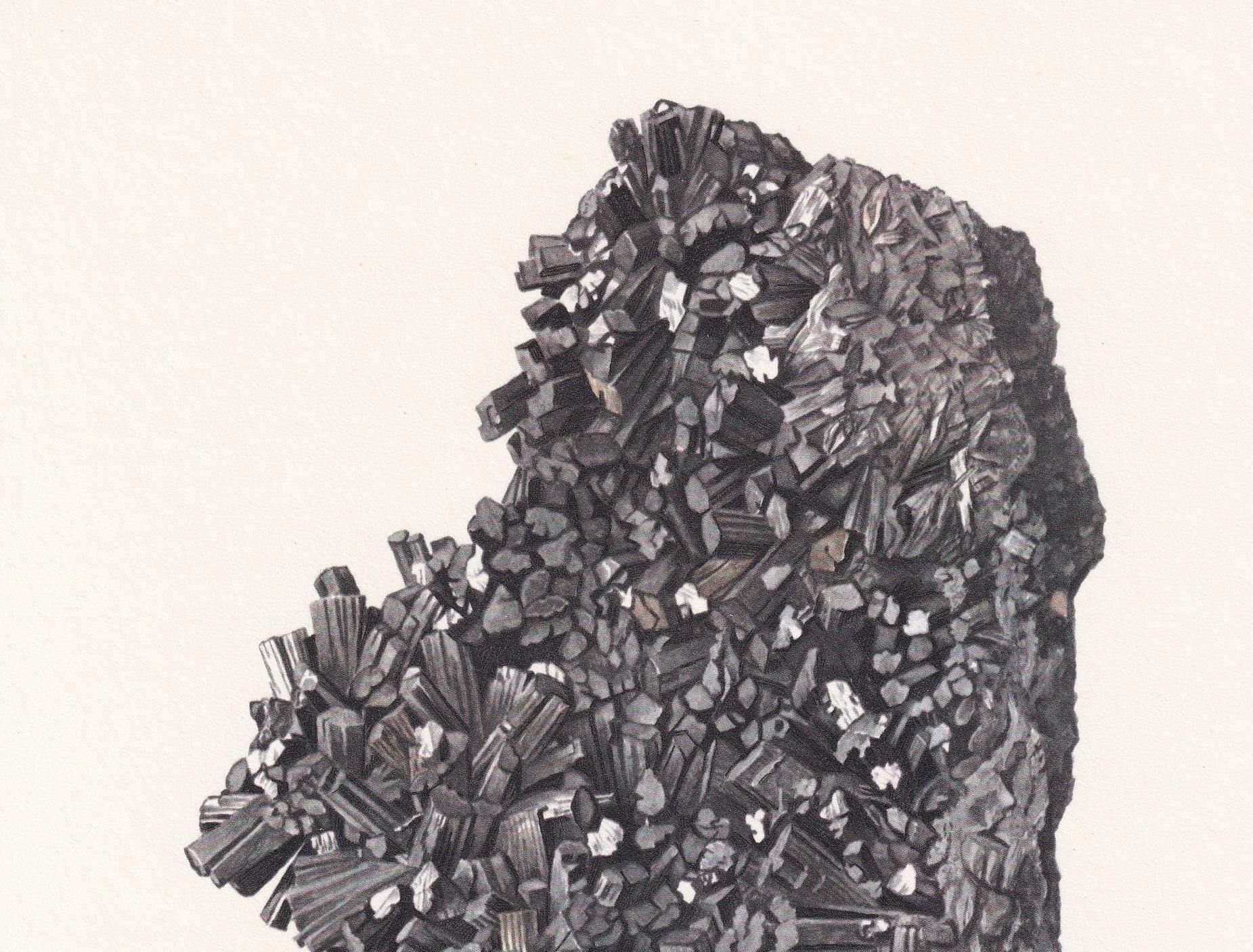 1968 MANGANITE Print - Mineral Wall Art Gift - Mineralogy Decor - Precious Stones - Vintage Rock Art - Element - 7.5 x 10.6 Inches