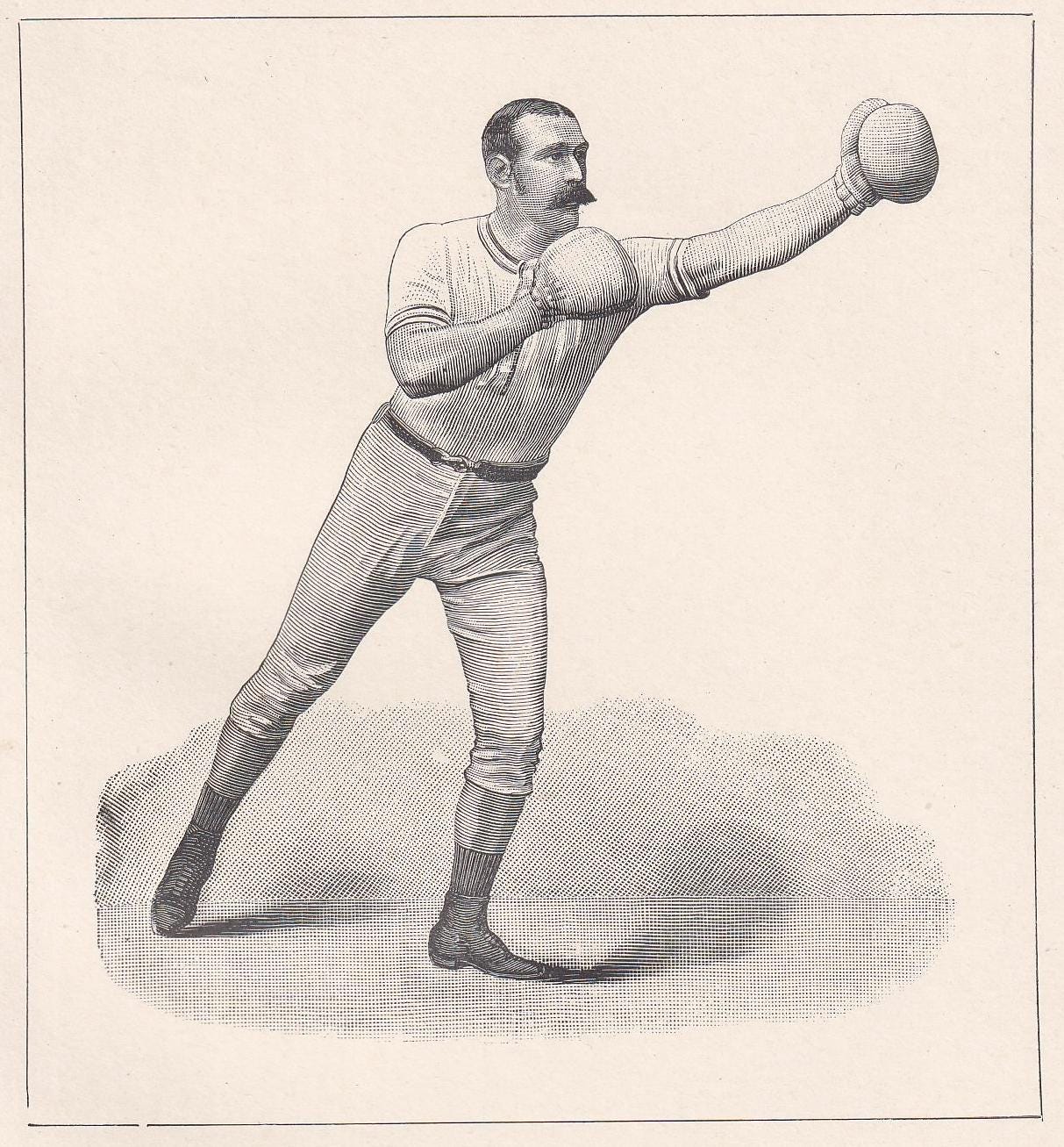 1890 BOXING Print - Left-Hand Lead-Off - Boxer Gift - Antique Boxing Print - Boxing Wall Art - Sport - Father's Day - 5.25 x 7.25 Inches