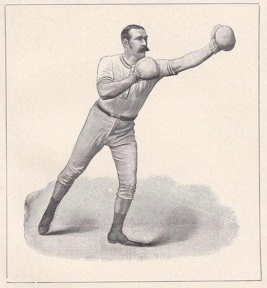 1890 BOXING Print - Left-Hand Lead-Off - Boxer Gift - Antique Boxing Print - Boxing Wall Art - Sport - Father's Day - 5.25 x 7.25 Inches