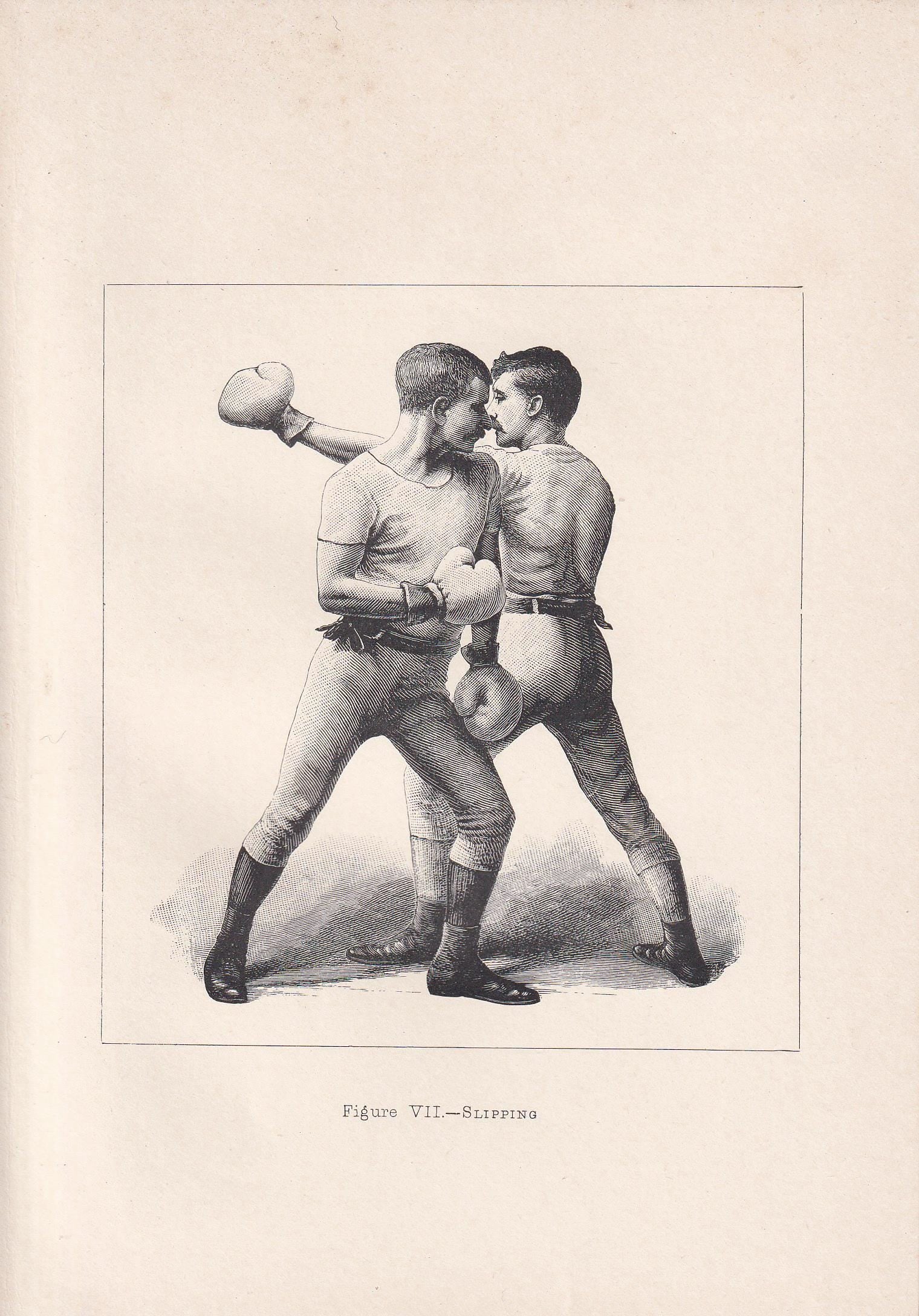 1890 BOXING Print - Slipping - Boxer Gift - Antique Boxing Print - Boxing Wall Art - Sport - Father's Day - 5.25 x 7.25 Inches