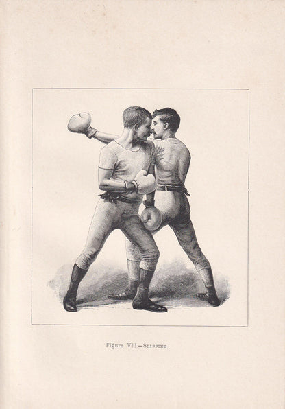 1890 BOXING Print - Slipping - Boxer Gift - Antique Boxing Print - Boxing Wall Art - Sport - Father's Day - 5.25 x 7.25 Inches