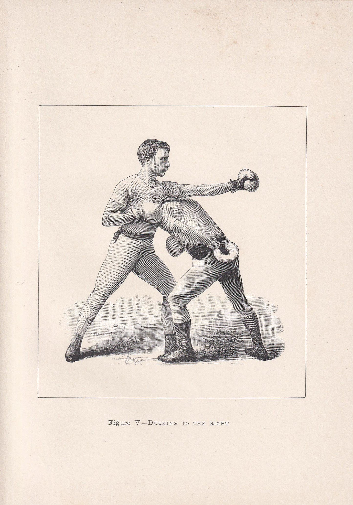 1890 BOXING Print - Ducking to the Right - Boxer Gift - Antique Boxing Print - Boxing Wall Art - Sport - Father's Day - 5.25 x 7.25 Inches