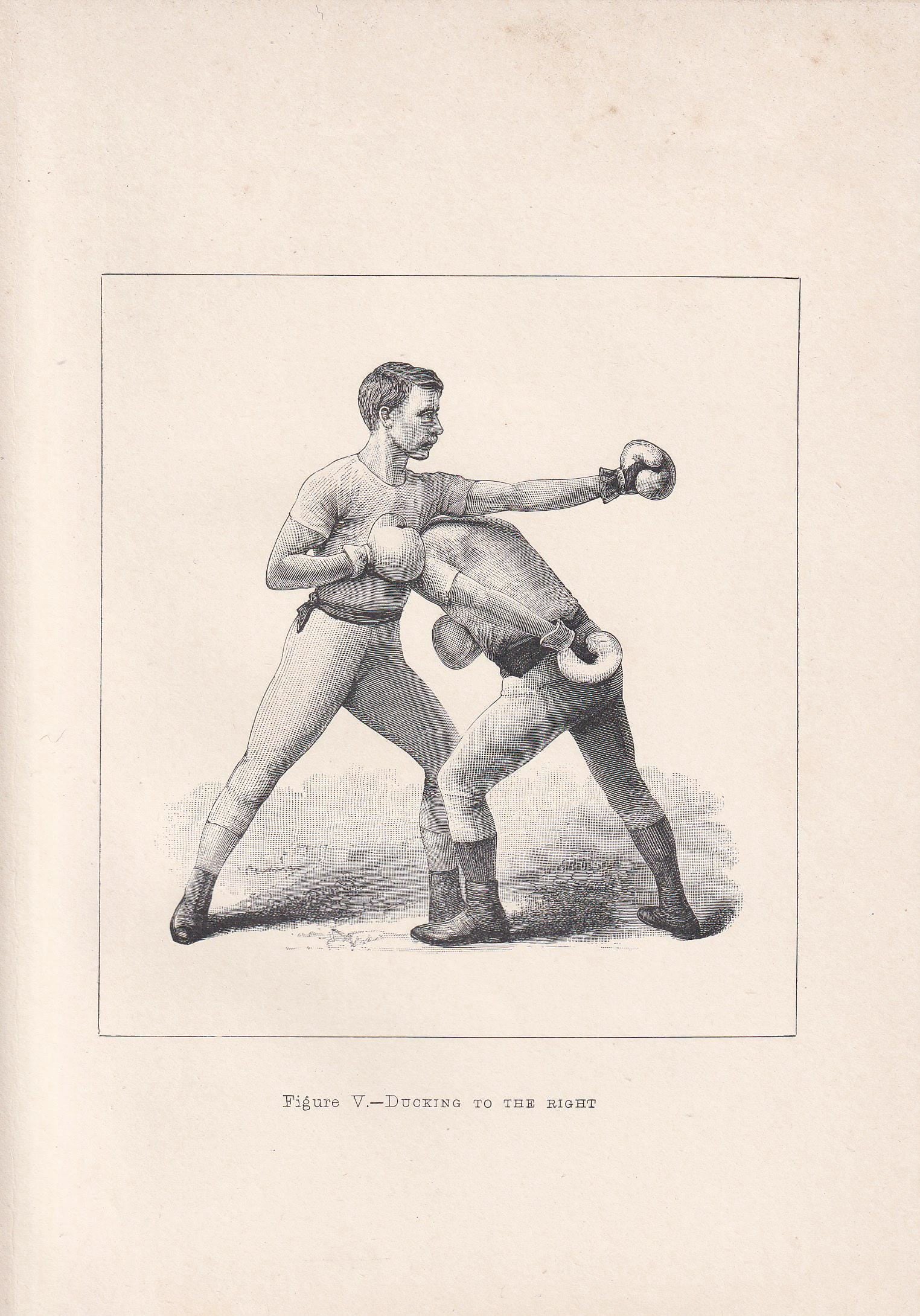 1890 BOXING Print - Ducking to the Right - Boxer Gift - Antique Boxing Print - Boxing Wall Art - Sport - Father's Day - 5.25 x 7.25 Inches