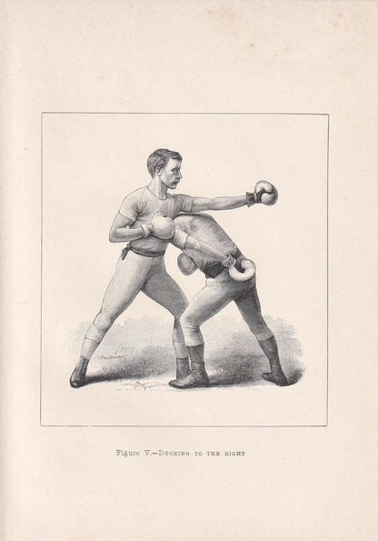 1890 BOXING Print - Ducking to the Right - Boxer Gift - Antique Boxing Print - Boxing Wall Art - Sport - Father's Day - 5.25 x 7.25 Inches