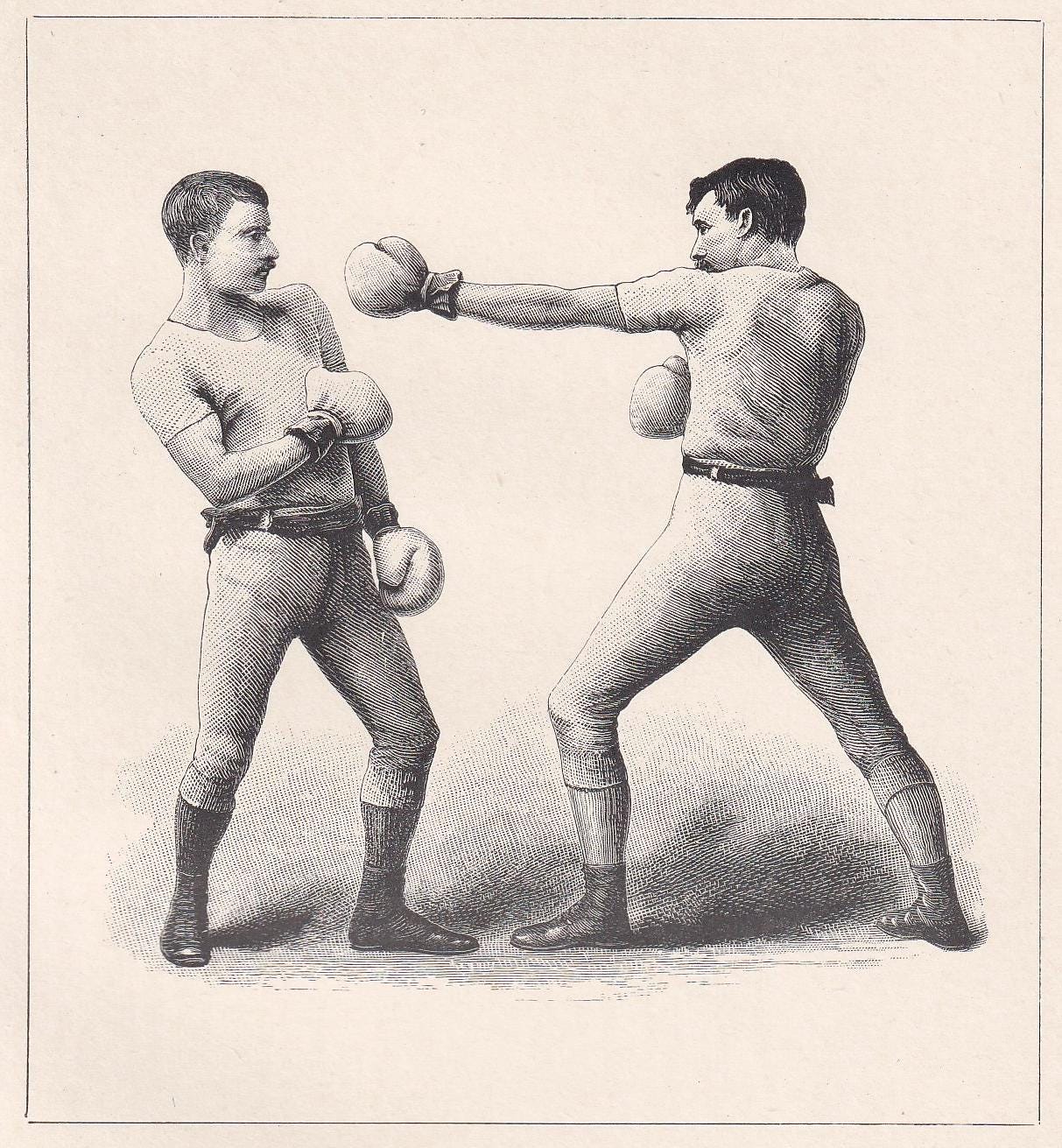 1890 BOXING Print - Retreat in Good Order - Boxer Gift - Antique Boxing Print - Boxing Wall Art - Sport - Father's Day - 5.25 x 7.25 Inches