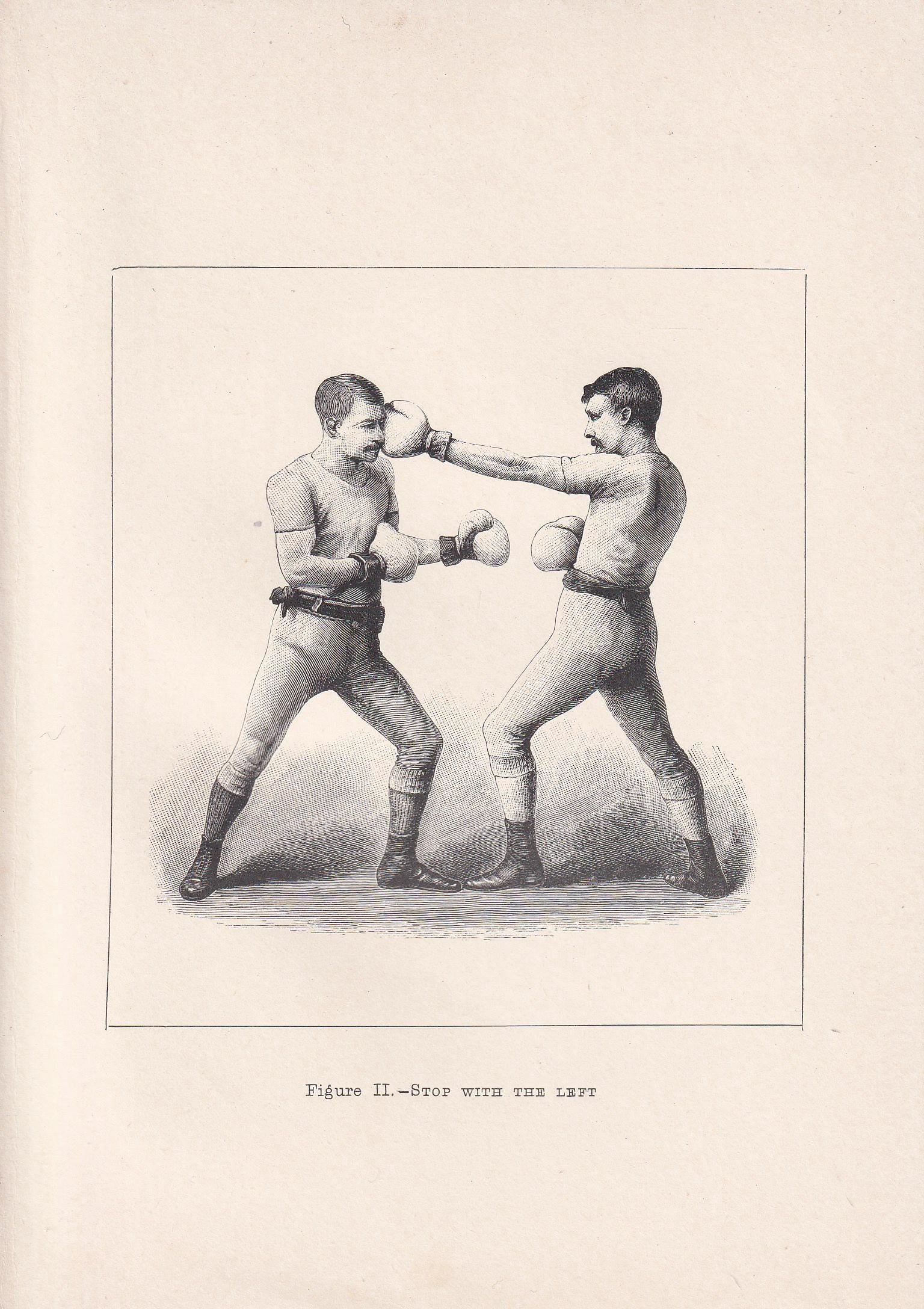1890 BOXING Print - Stop with the Left - Boxer Gift - Antique Boxing Print - Boxing Wall Art - Sport - Father's Day - 5.25 x 7.25 Inches