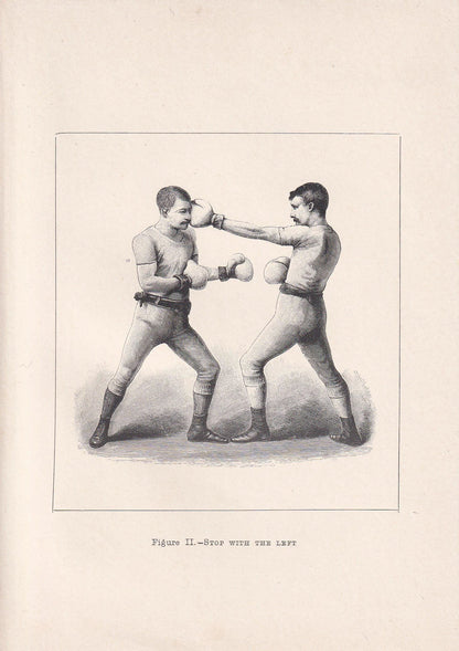 1890 BOXING Print - Stop with the Left - Boxer Gift - Antique Boxing Print - Boxing Wall Art - Sport - Father's Day - 5.25 x 7.25 Inches