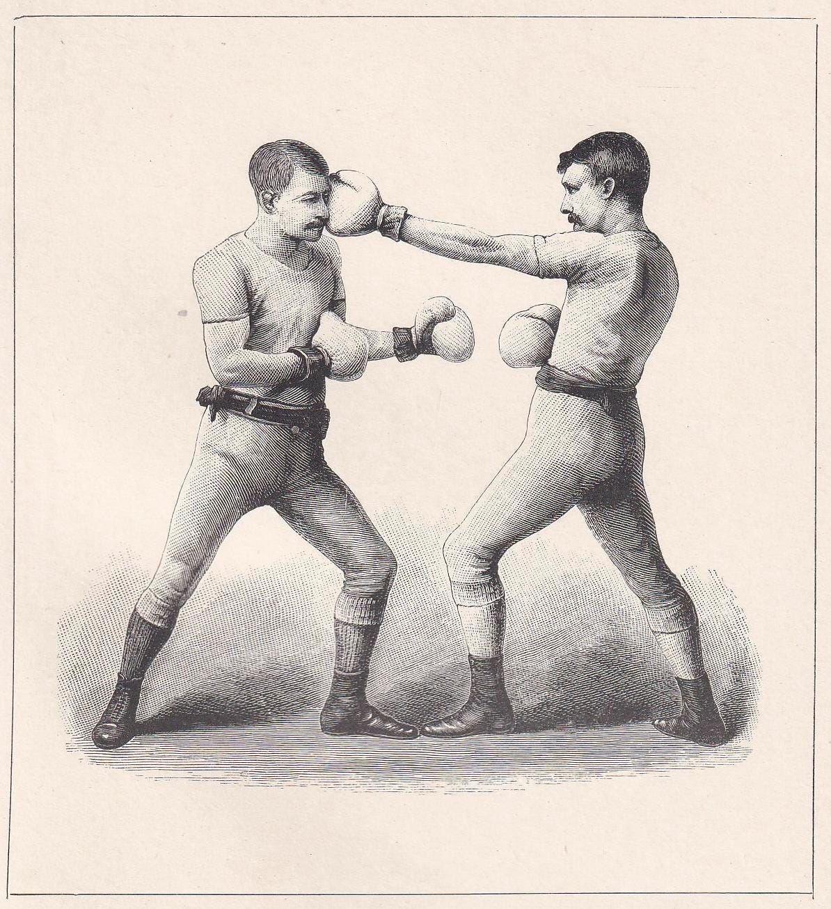 1890 BOXING Print - Stop with the Left - Boxer Gift - Antique Boxing Print - Boxing Wall Art - Sport - Father's Day - 5.25 x 7.25 Inches
