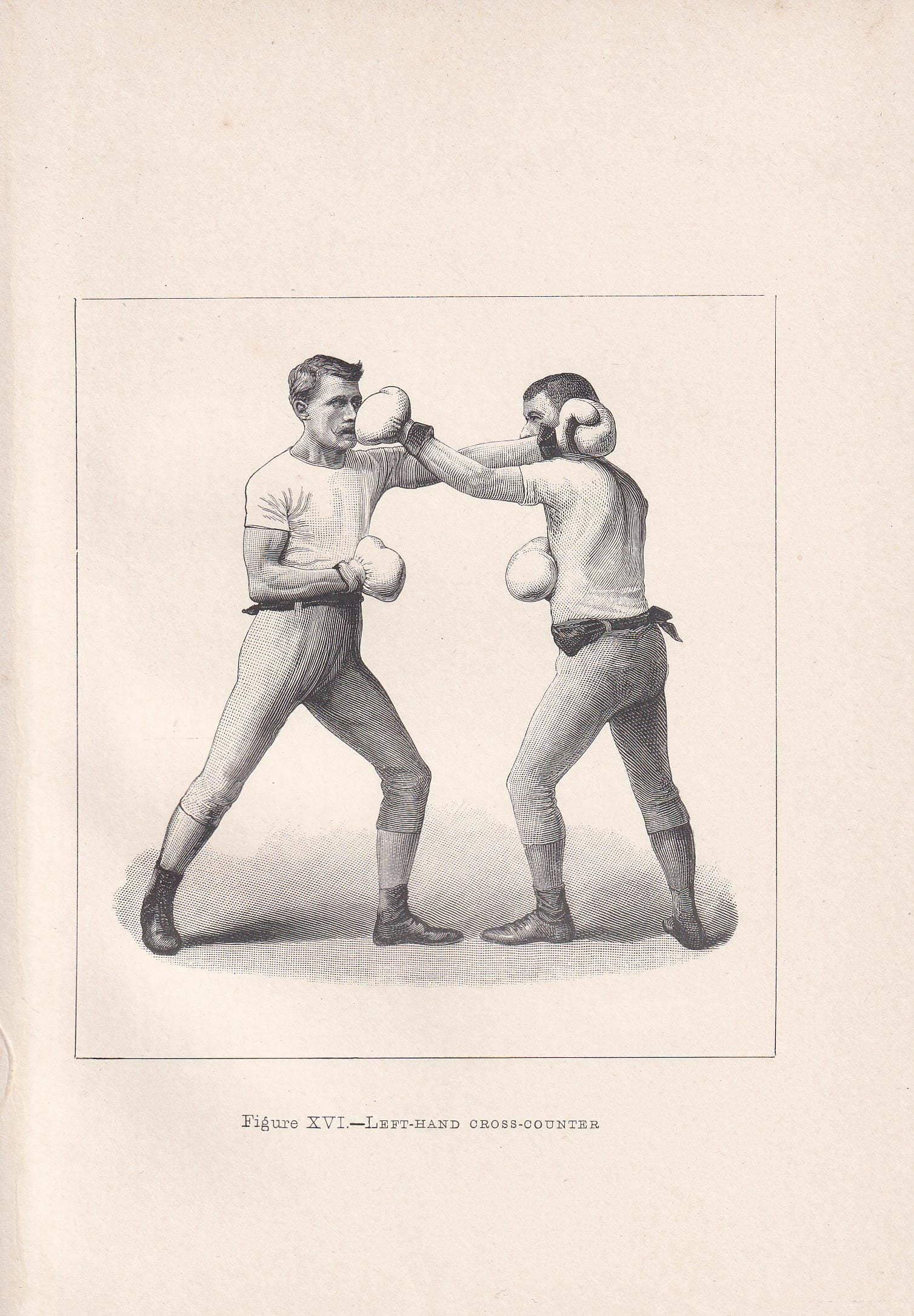 1890 BOXING Print - Left-Hand Cross-Counter - Boxer Gift - Antique Boxing Print - Boxing Wall Art - Father's Day - 5.25 x 7.25 Inches