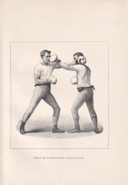 1890 BOXING Print - Left-Hand Cross-Counter - Boxer Gift - Antique Boxing Print - Boxing Wall Art - Father's Day - 5.25 x 7.25 Inches