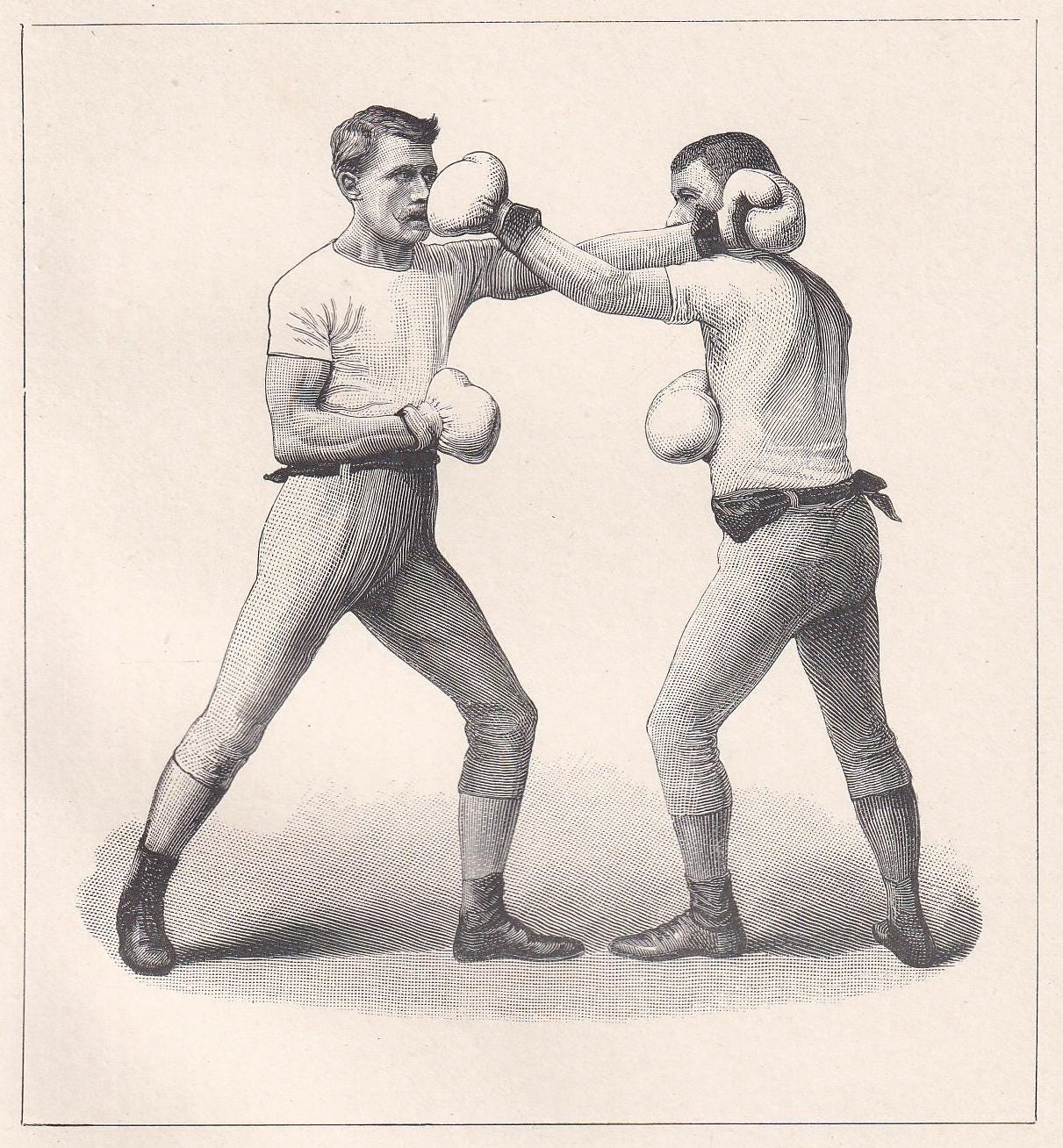 1890 BOXING Print - Left-Hand Cross-Counter - Boxer Gift - Antique Boxing Print - Boxing Wall Art - Father's Day - 5.25 x 7.25 Inches