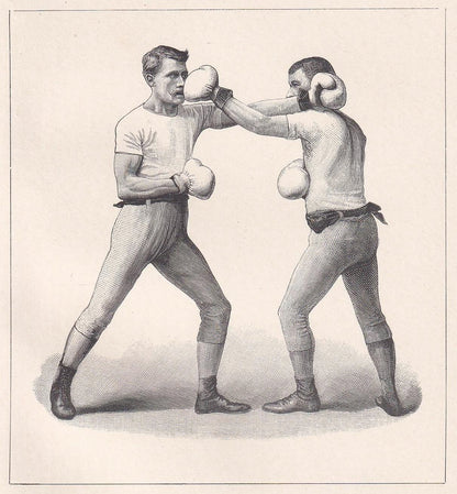 1890 BOXING Print - Left-Hand Cross-Counter - Boxer Gift - Antique Boxing Print - Boxing Wall Art - Father's Day - 5.25 x 7.25 Inches