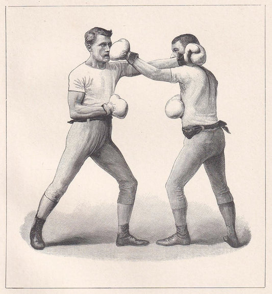 1890 BOXING Print - Left-Hand Cross-Counter - Boxer Gift - Antique Boxing Print - Boxing Wall Art - Father's Day - 5.25 x 7.25 Inches