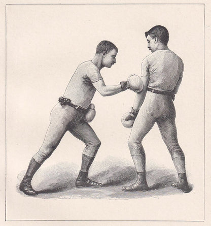 1890 BOXING Print - Right-Hand Lead-Off at the Body - Boxer Gift - Antique Boxing Print - Boxing Wall Art - 5.25 x 7.25 Inches