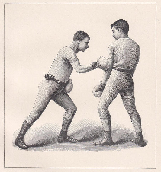 1890 BOXING Print - Right-Hand Lead-Off at the Body - Boxer Gift - Antique Boxing Print - Boxing Wall Art - 5.25 x 7.25 Inches