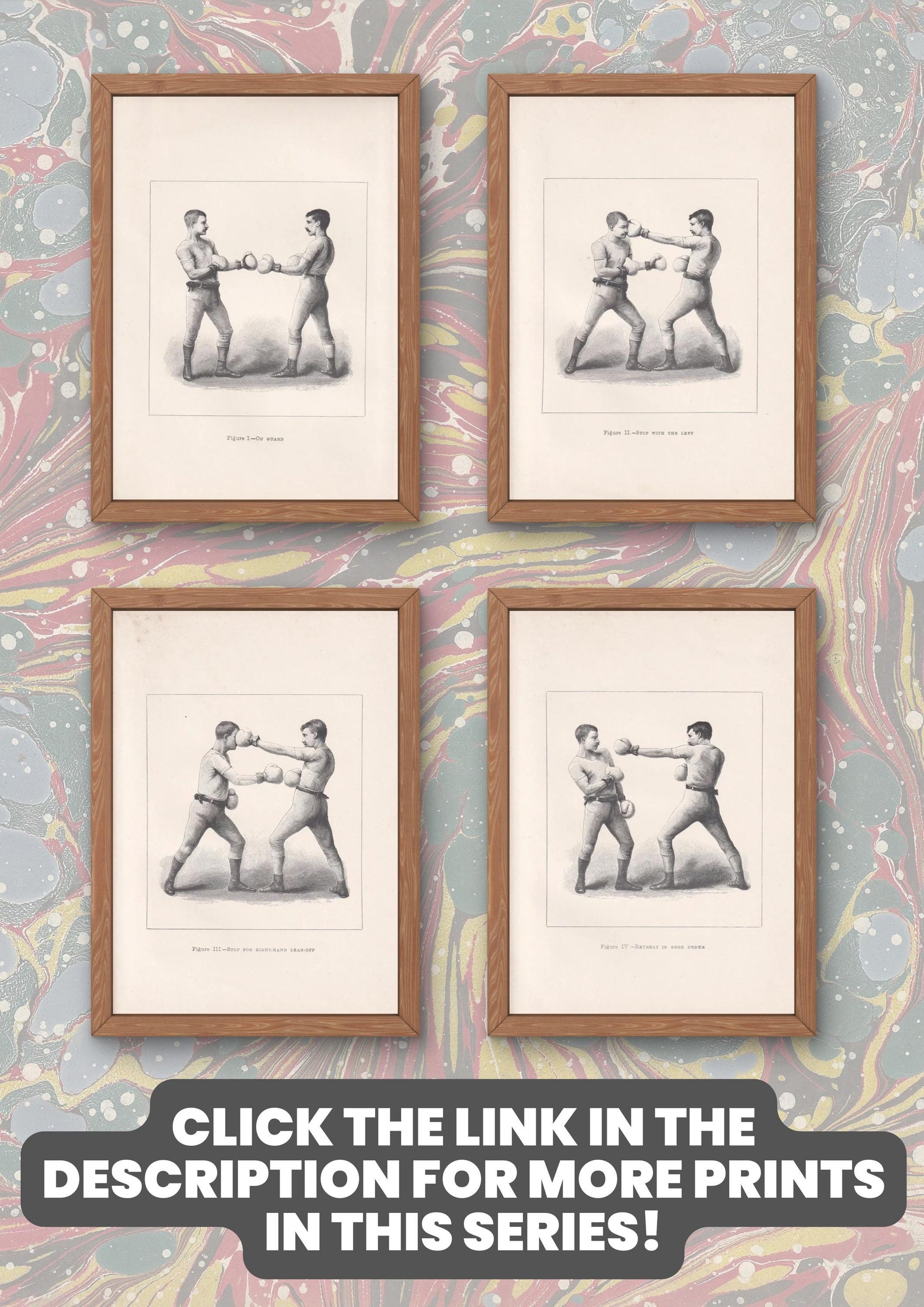 1890 BOXING Print - Double Lead-Off with the Right - Boxer Gift - Antique Boxing Print - Boxing Wall Art - Father's Day - 5.25 x 7.25 Inches