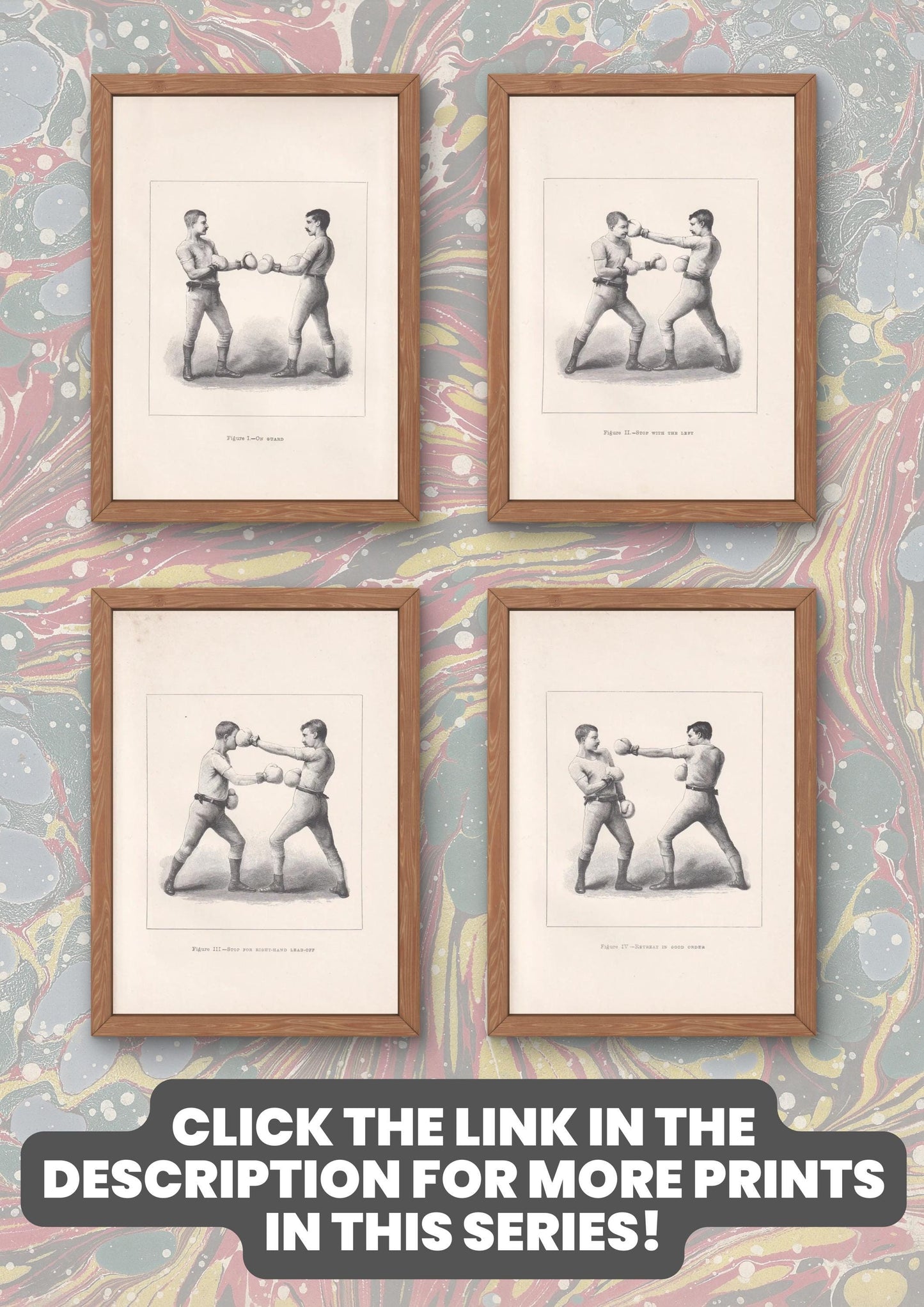 1890 BOXING Print - Left-Hand Cross-Counter - Boxer Gift - Antique Boxing Print - Boxing Wall Art - Father's Day - 5.25 x 7.25 Inches