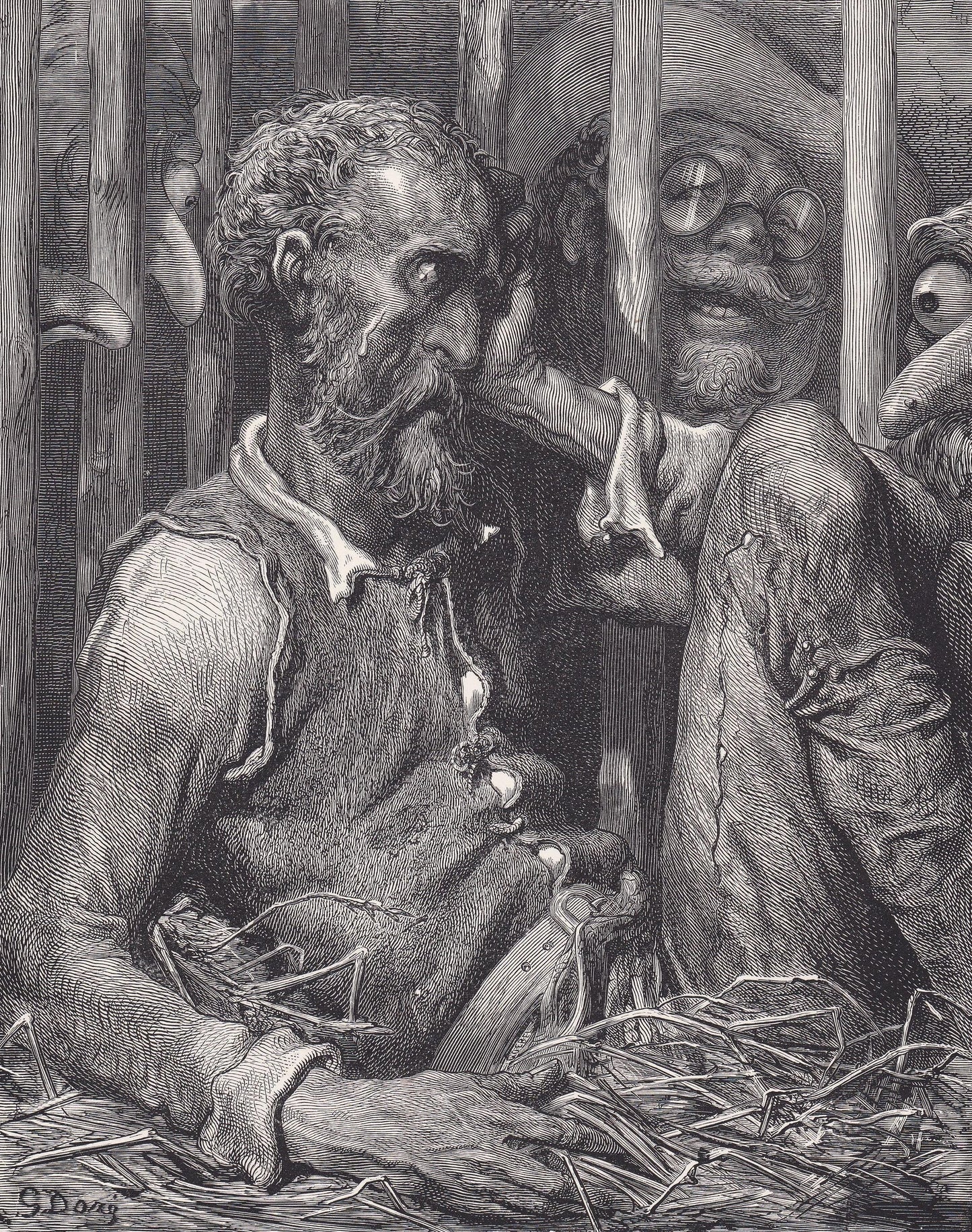 1870 GUSTAVE DORE Print - "The Enchantment of Don Quixote" - Dore Wall Art - Antique Dore Engraving - 8.5 x 12.2 Inches