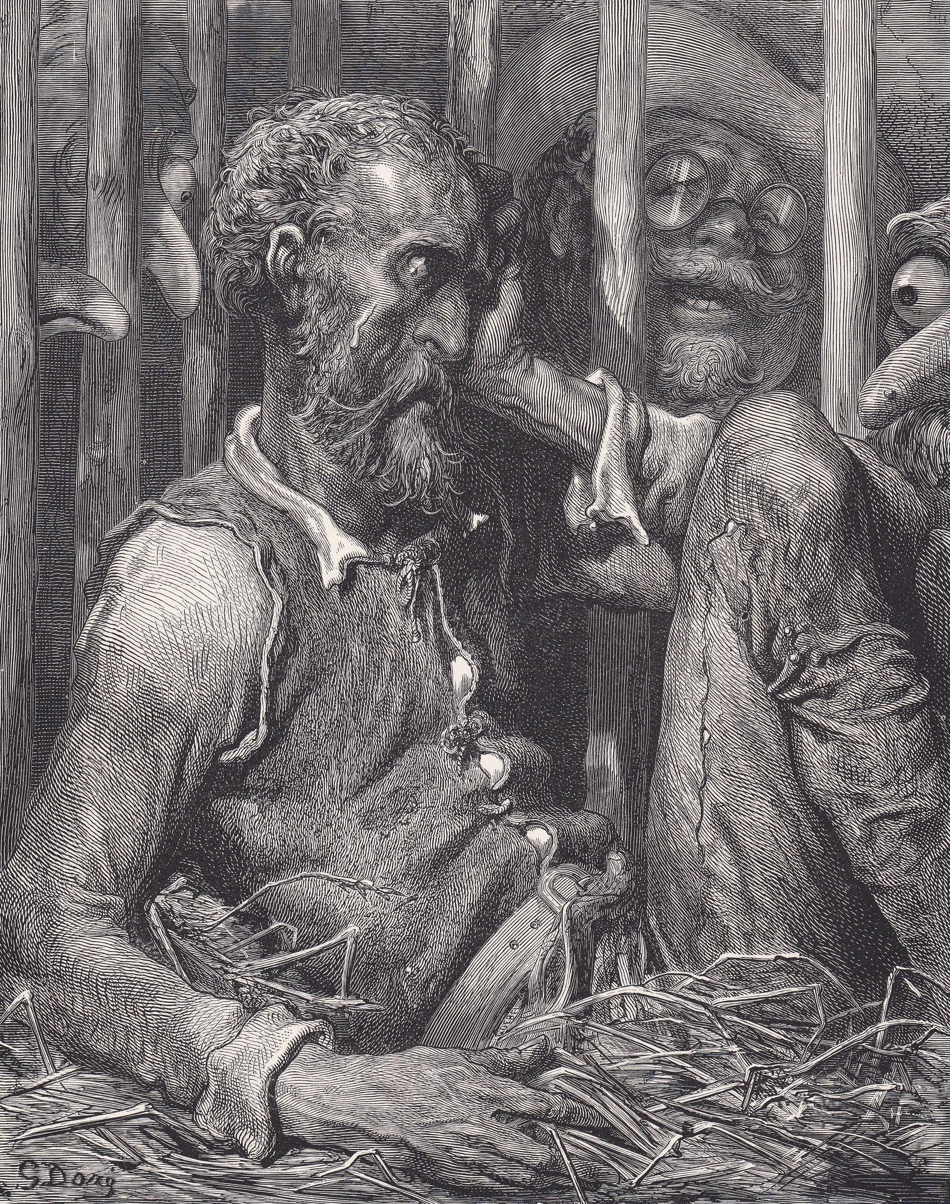 1870 GUSTAVE DORE Print - "The Enchantment of Don Quixote" - Dore Wall Art - Antique Dore Engraving - 8.5 x 12.2 Inches