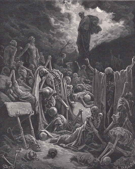 1870 GUSTAVE DORE Print - "The Vision of the Valley of Dry Bones" - Bible Ezekiel Wall Art - Antique Dore Engraving - 8.5 x 1