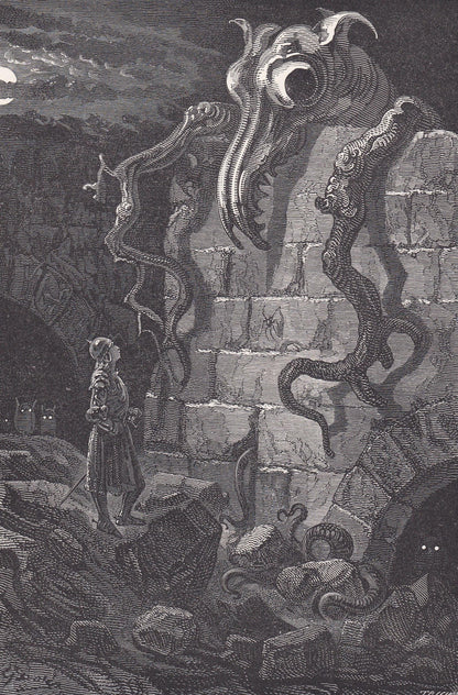 1870 GUSTAVE DORE Print - "The Gnarled Monster" - Dore Wall Art - Antique Dore Engraving - 8.5 x 12.8 Inches
