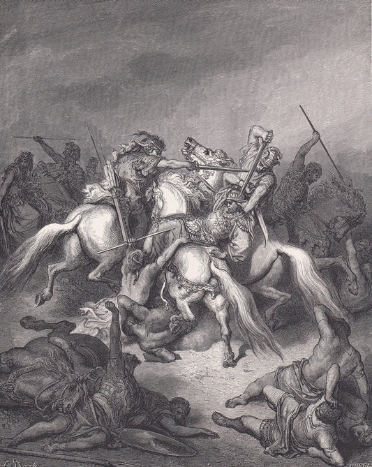 1870 GUSTAVE DORE Print - "Abishai Saving the Life of David" - Bible - Dore Wall Art - Antique Dore Engraving - 8.5 x 12.2 In