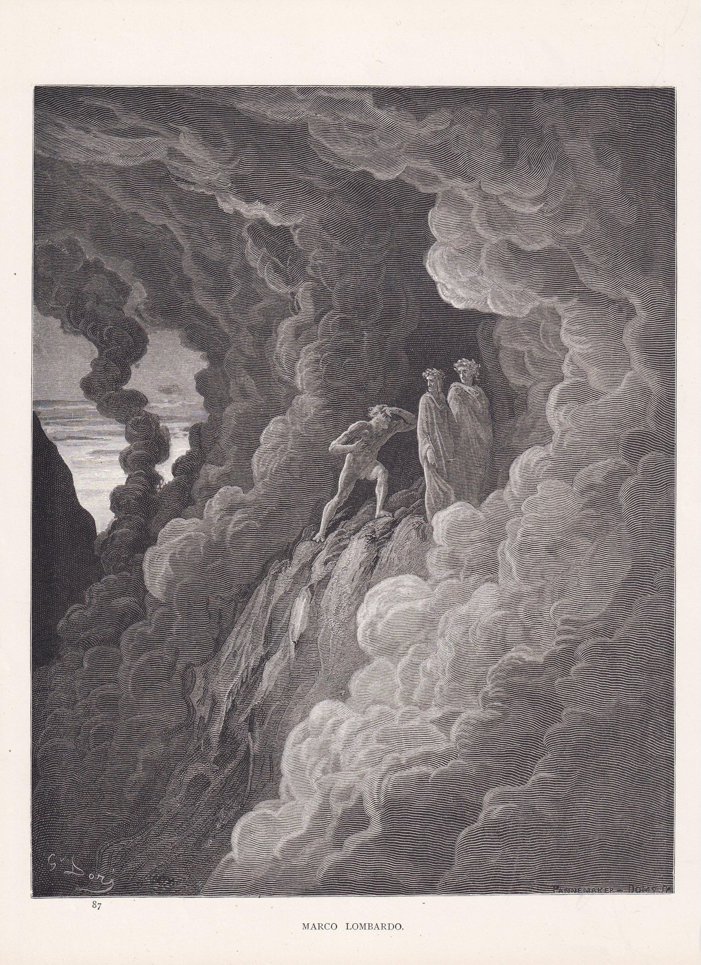 1870 GUSTAVE DORE Print - "Marco Lombardo" - Dante - Dore Wall Art - Antique Dore Engraving - 8.5 x 12.2 Inches