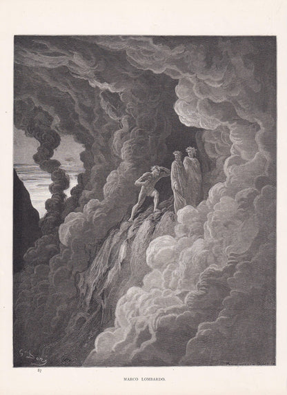 1870 GUSTAVE DORE Print - "Marco Lombardo" - Dante - Dore Wall Art - Antique Dore Engraving - 8.5 x 12.2 Inches