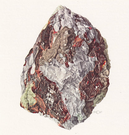 1968 ZINCITE Print - Mineral Wall Art Gift - Mineralogy Decor - Precious Stones - Vintage Rock Art - Element - 7.5 x 10.6 Inc