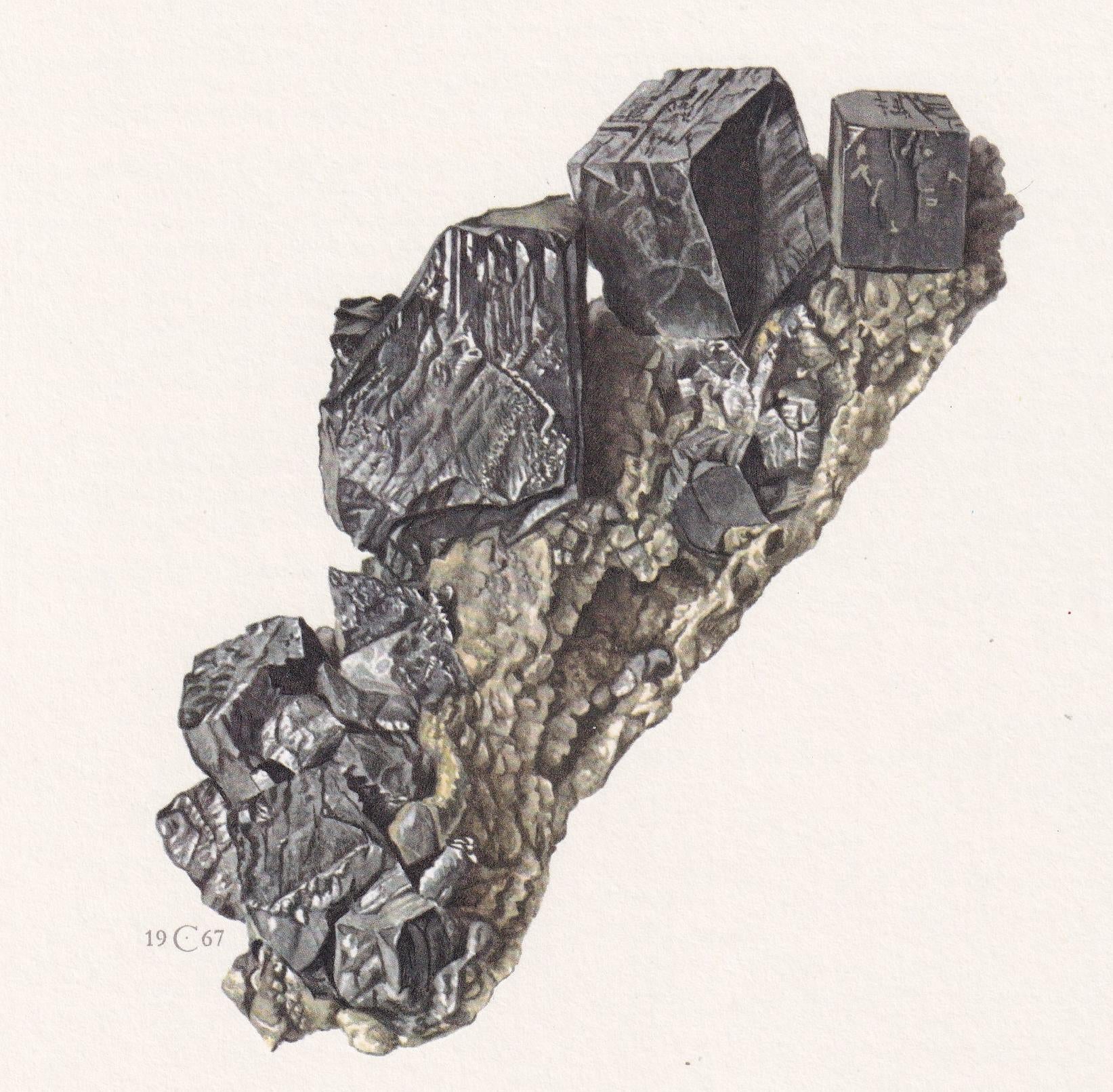 1968 PEROWSKITE Print - Mineral Wall Art Gift - Mineralogy Decor - Precious Stones - Vintage Rock Art - Element - 7.5 x 10.6 