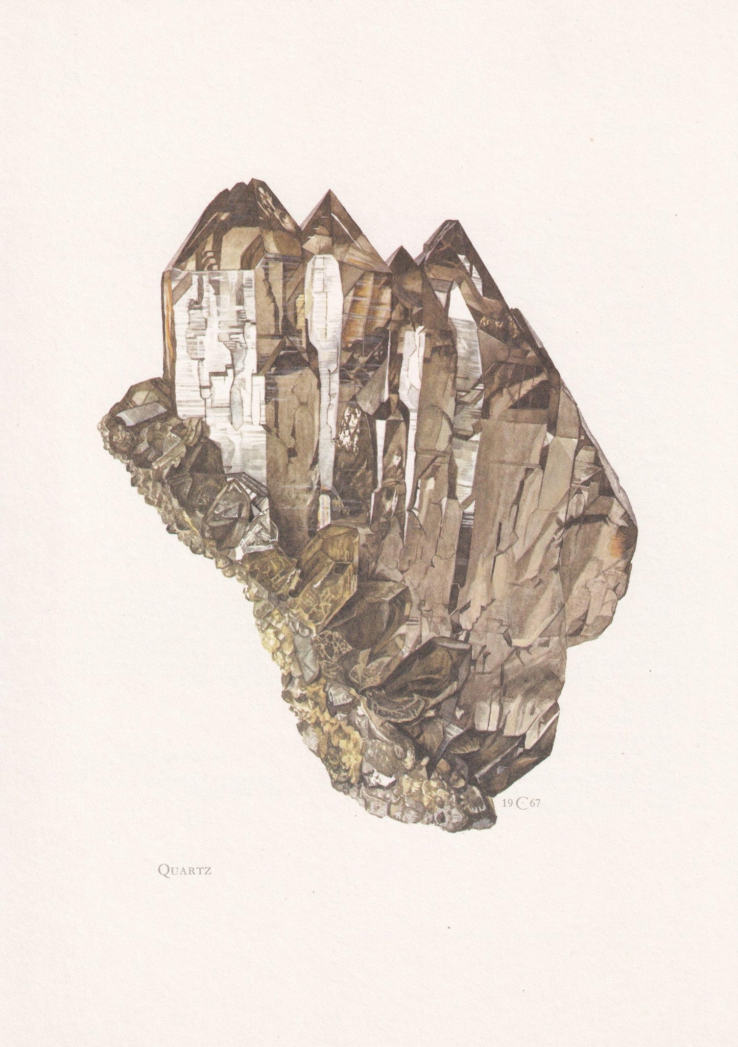 1968 QUARTZ Print - Crystal - Mineral Wall Art Gift - Mineralogy Decor - Precious Stones - Vintage Rock Art - Element - 7.5 x 10.6 Inches