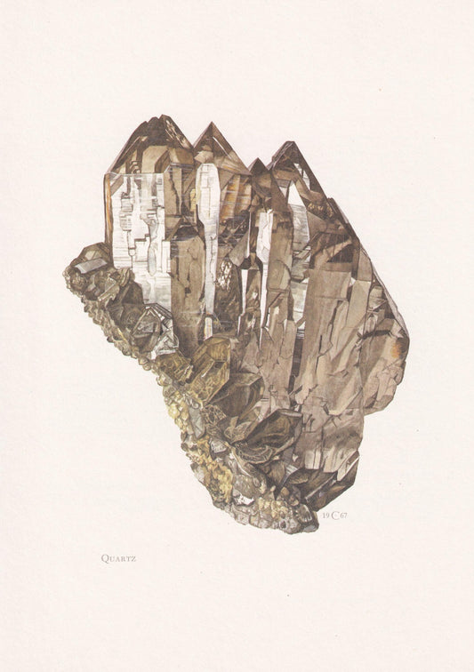 1968 QUARTZ Print - Crystal - Mineral Wall Art Gift - Mineralogy Decor - Precious Stones - Vintage Rock Art - Element - 7.5 x 10.6 Inches
