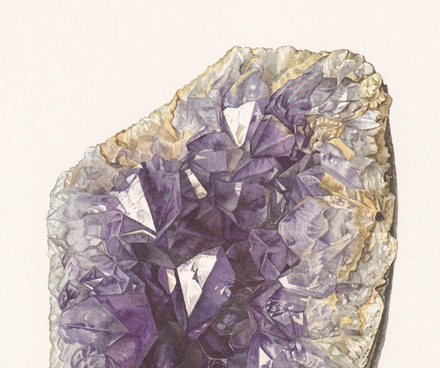 1968 AMETHYST Print - Gemstone - Mineral Wall Art Gift - Mineralogy Decor - Precious Stones - Vintage Rock Art - Element - 7.5 x 10.6 Inches