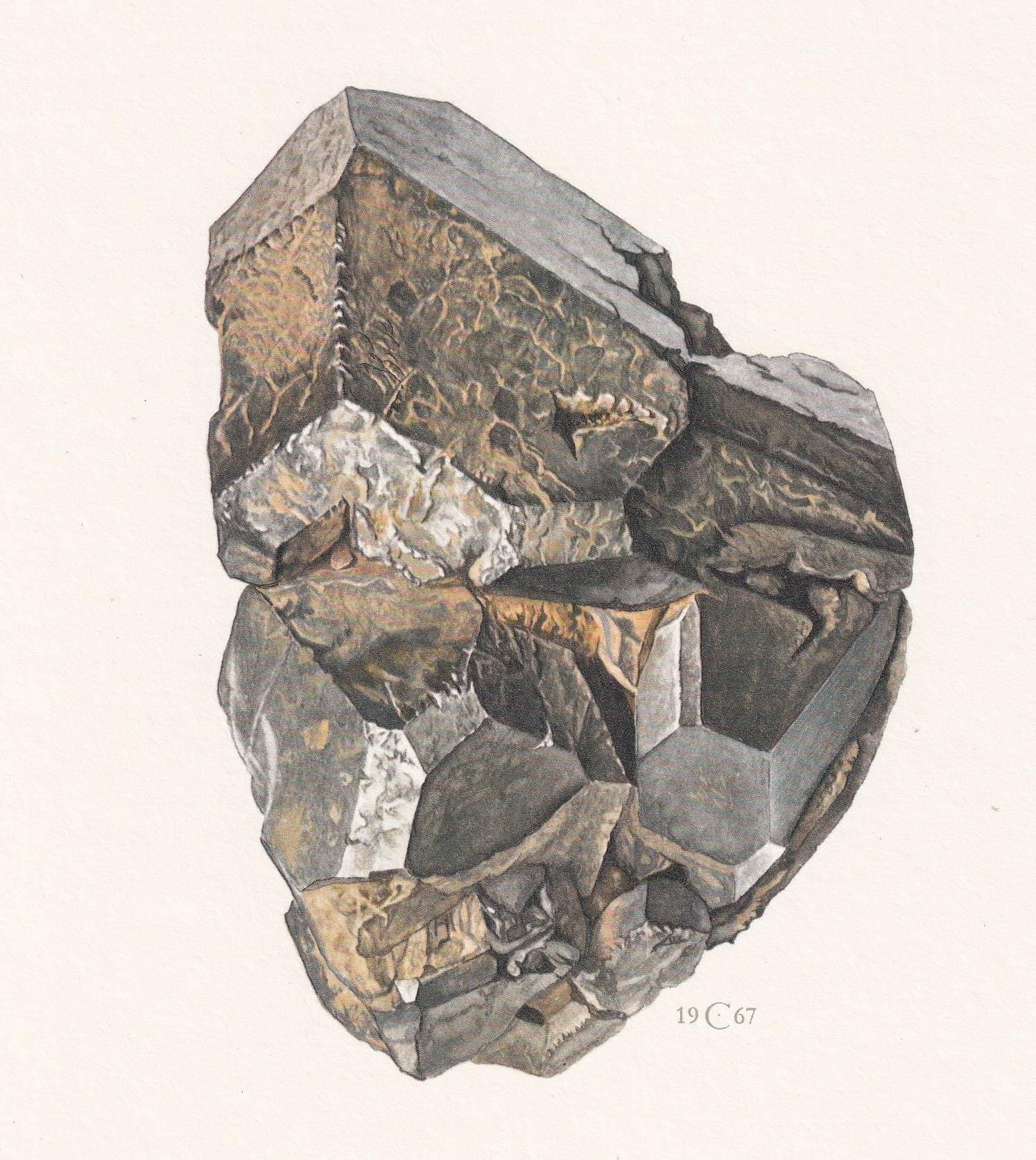 1968 ILMENITE Print - Mineral Wall Art Gift - Mineralogy Decor - Precious Stones - Vintage Rock Art - Element - 7.5 x 10.6 In