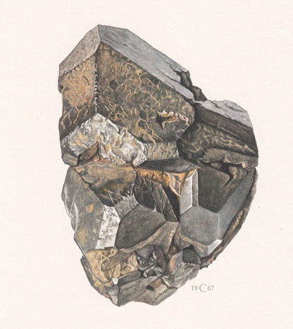 1968 ILMENITE Print - Mineral Wall Art Gift - Mineralogy Decor - Precious Stones - Vintage Rock Art - Element - 7.5 x 10.6 In