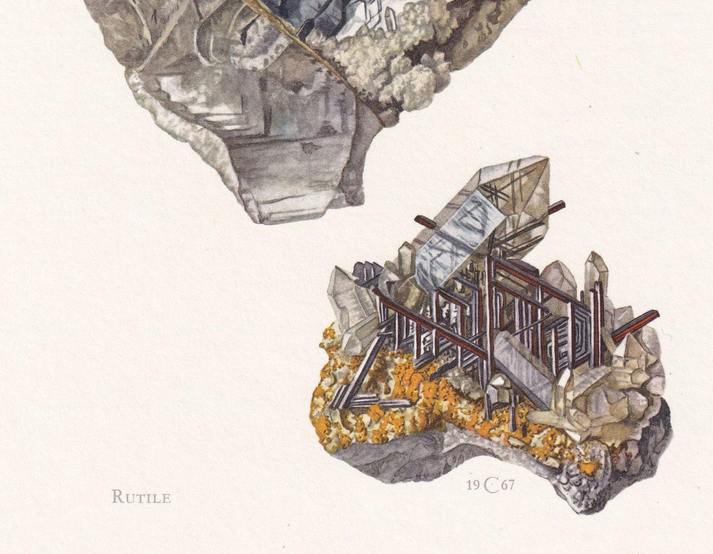 1968 RUTILE Print - Mineral Wall Art Gift - Mineralogy Decor - Precious Stones - Vintage Rock Art - Element - 7.5 x 10.6 Inches