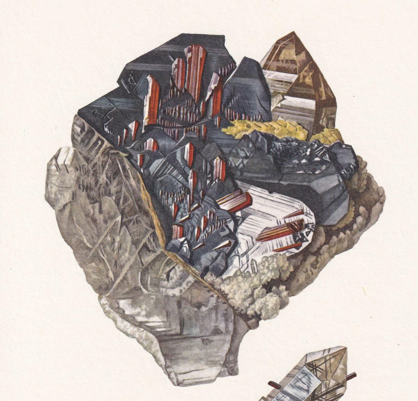 1968 RUTILE Print - Mineral Wall Art Gift - Mineralogy Decor - Precious Stones - Vintage Rock Art - Element - 7.5 x 10.6 Inches