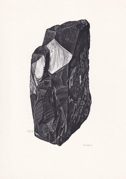 1968 COLUMBITE (NIOBITE) Print - Mineral Wall Art Gift - Mineralogy Decor - Precious Stones - Vintage Rock Art - Element - 7.5 x 10.6 Inches