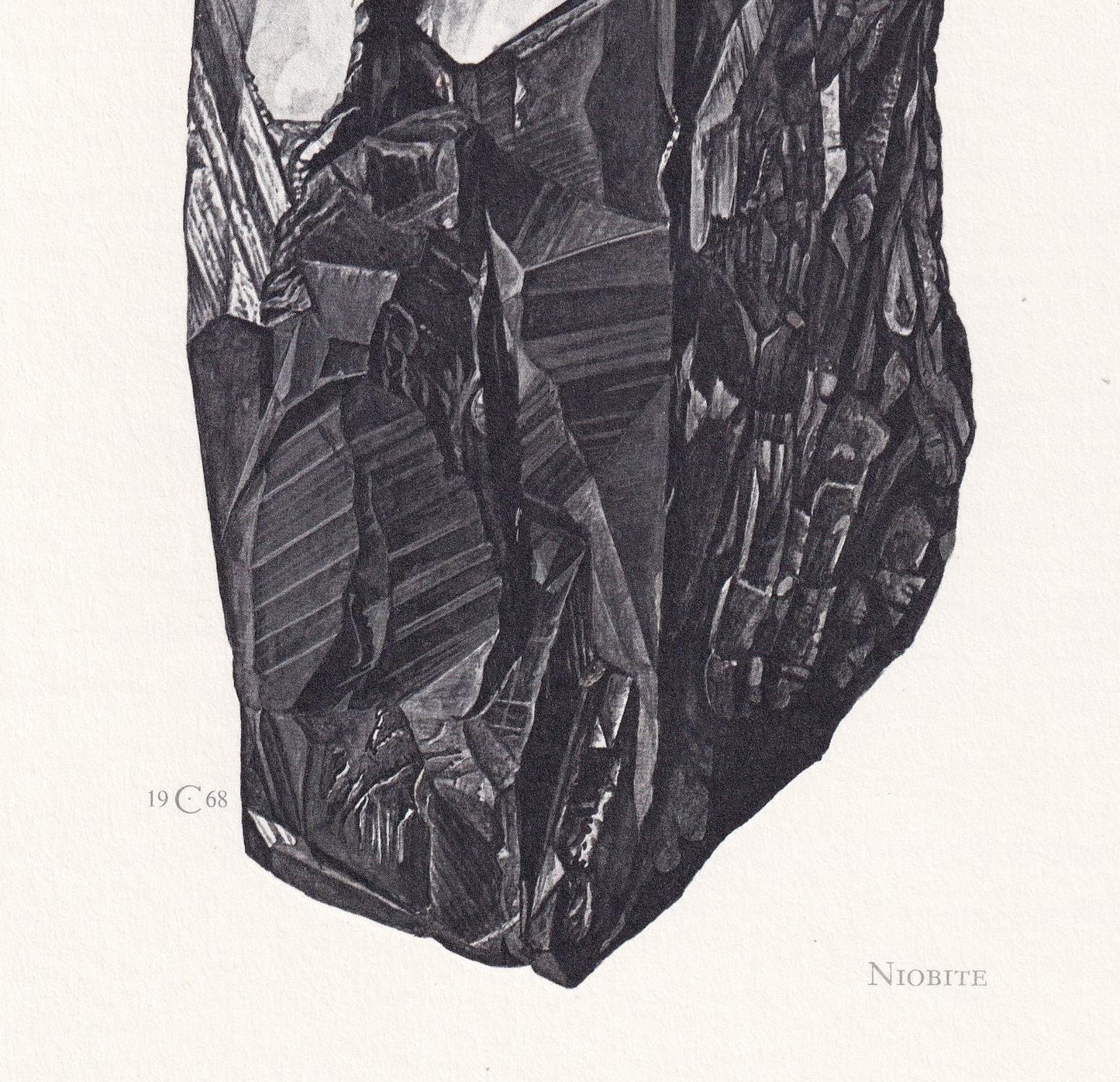 1968 COLUMBITE (NIOBITE) Print - Mineral Wall Art Gift - Mineralogy Decor - Precious Stones - Vintage Rock Art - Element - 7.5 x 10.6 Inches