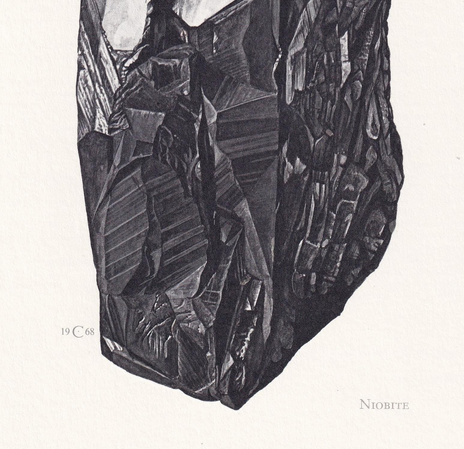 1968 COLUMBITE (NIOBITE) Print - Mineral Wall Art Gift - Mineralogy Decor - Precious Stones - Vintage Rock Art - Element - 7.5 x 10.6 Inches