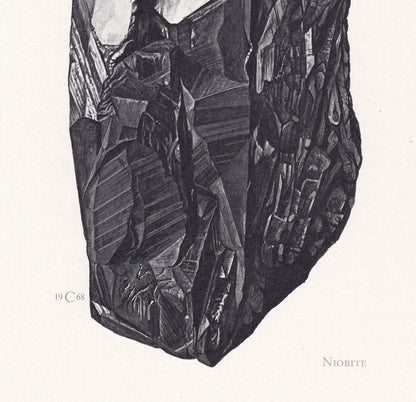 1968 COLUMBITE (NIOBITE) Print - Mineral Wall Art Gift - Mineralogy Decor - Precious Stones - Vintage Rock Art - Element - 7.5 x 10.6 Inches