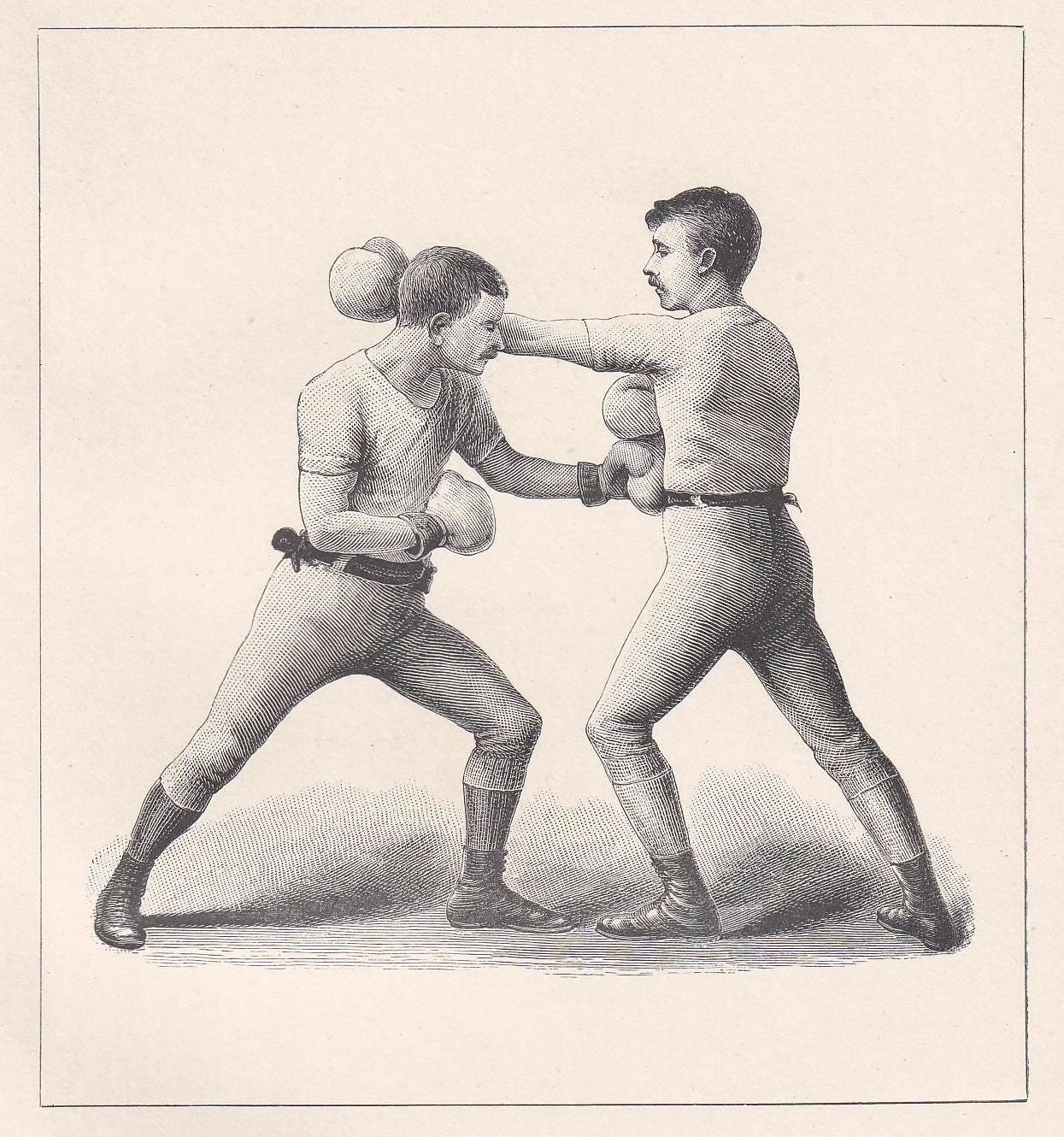 1890 BOXING Print - Lead-Off at the Body - Boxer Gift - Antique Boxing Print - Boxing Wall Art - Sport - Father's Day - 5.25 x 7.25 Inches