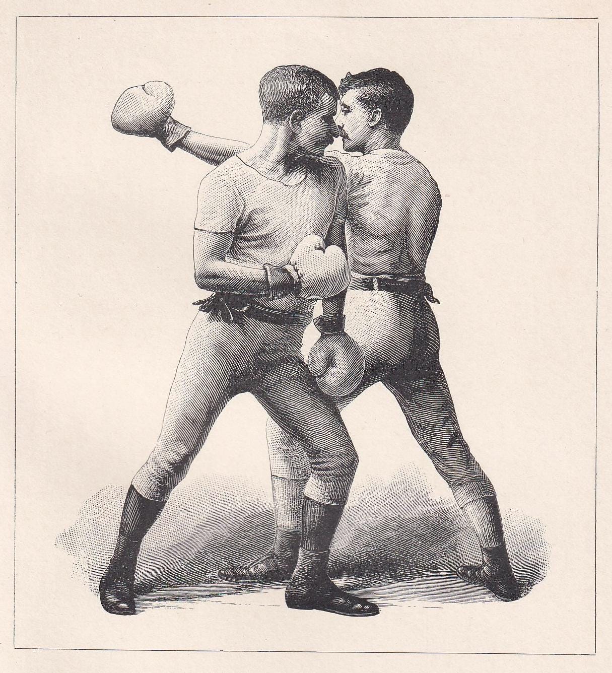 1890 BOXING Print - Slipping - Boxer Gift - Antique Boxing Print - Boxing Wall Art - Sport - Father's Day - 5.25 x 7.25 Inches