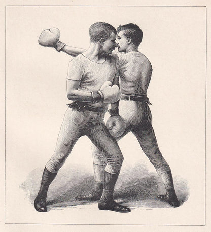 1890 BOXING Print - Slipping - Boxer Gift - Antique Boxing Print - Boxing Wall Art - Sport - Father's Day - 5.25 x 7.25 Inches