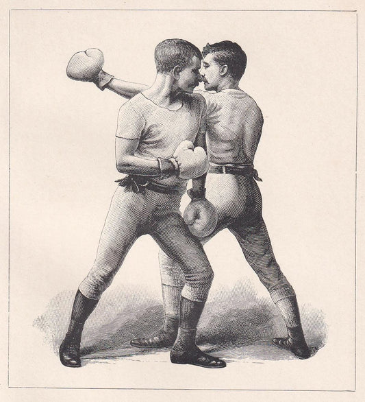 1890 BOXING Print - Slipping - Boxer Gift - Antique Boxing Print - Boxing Wall Art - Sport - Father's Day - 5.25 x 7.25 Inches