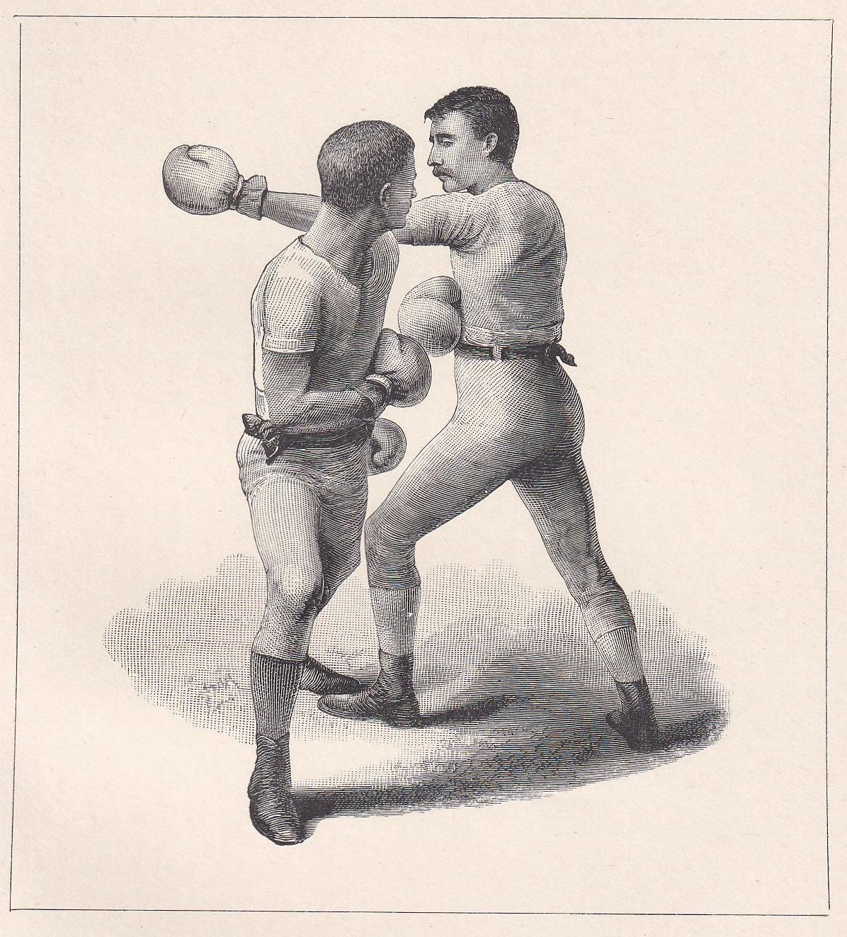 1890 BOXING Print - The Side Step - Boxer Gift - Antique Boxing Print - Boxing Wall Art - Sport - Father's Day - 5.25 x 7.25 Inches