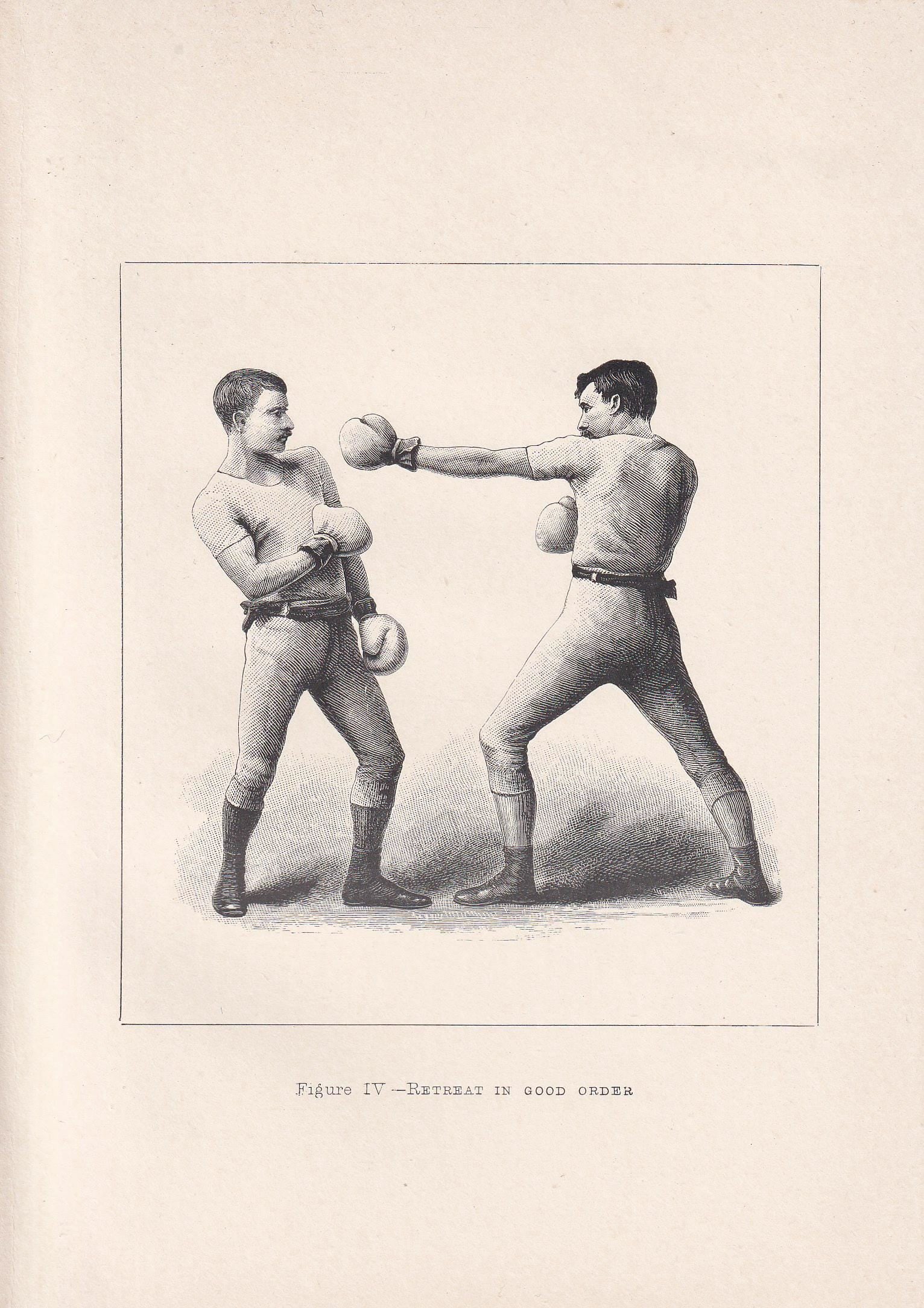 1890 BOXING Print - Retreat in Good Order - Boxer Gift - Antique Boxing Print - Boxing Wall Art - Sport - Father's Day - 5.25 x 7.25 Inches