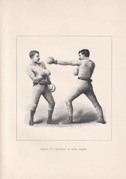 1890 BOXING Print - Retreat in Good Order - Boxer Gift - Antique Boxing Print - Boxing Wall Art - Sport - Father's Day - 5.25 x 7.25 Inches