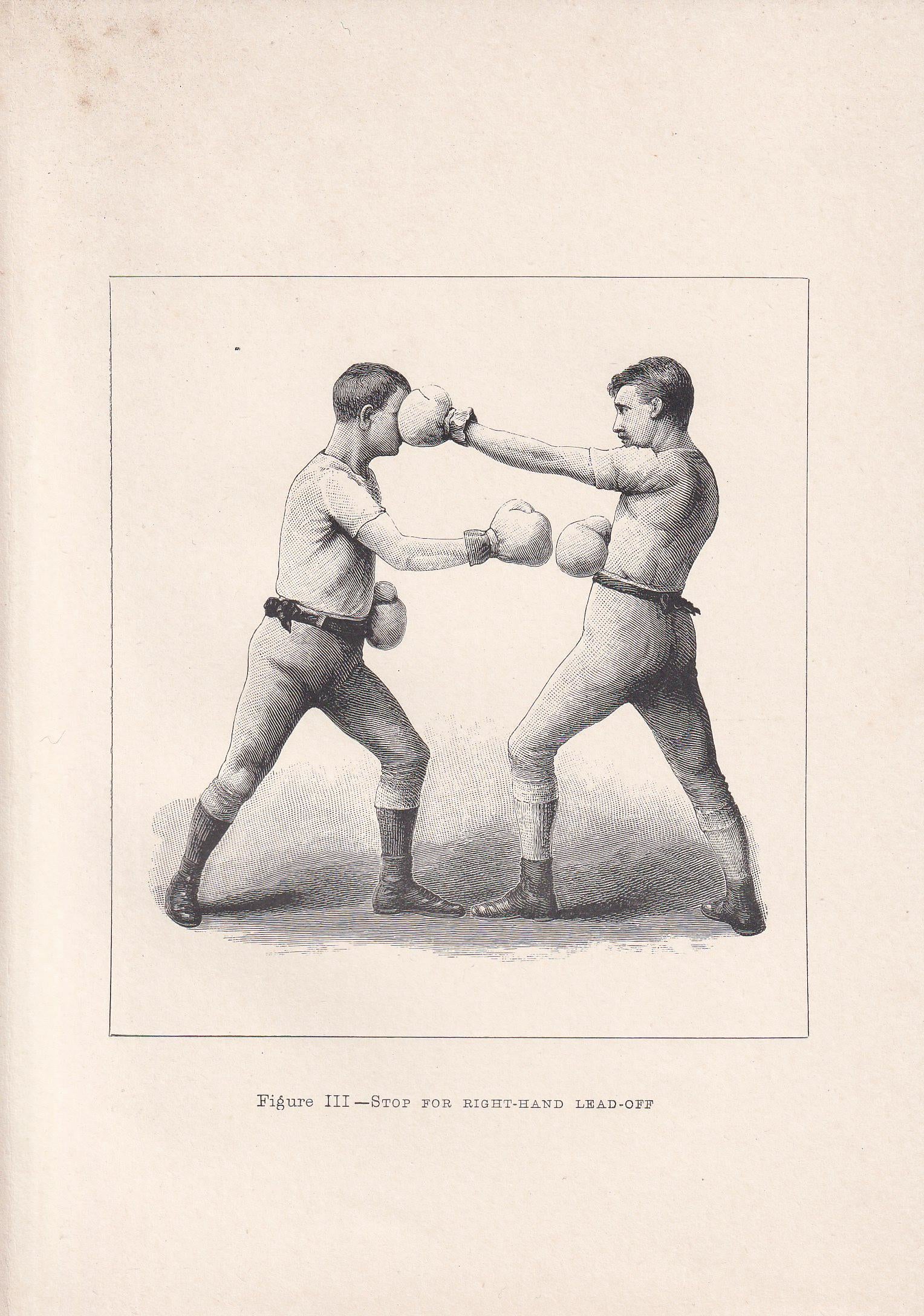 1890 BOXING Print - Stop for Right-Hand Lead-Off - Boxer Gift - Antique Boxing Print - Boxing Wall Art - Sport - 5.25 x 7.25 Inches